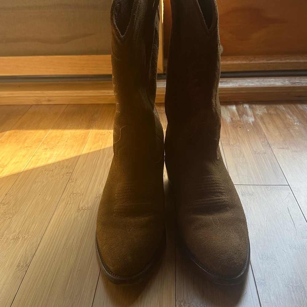 Tecovas Jodie Suede Sienna Western Heeled Boots - Picture 5 of 8